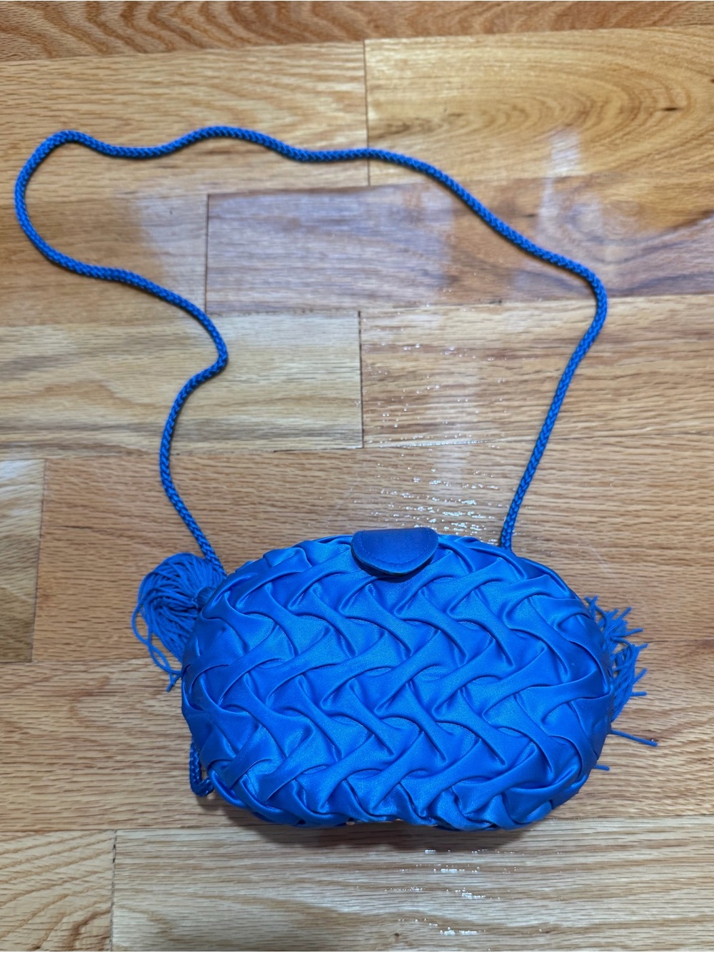 Blue Woven Evening Crossbody Bag